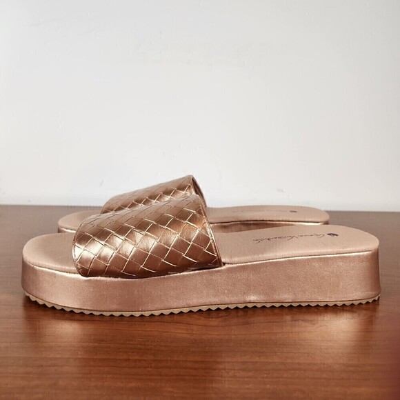 Gloria Vanderbilt Sandal Slide On Rose Gold Woven Womens Size 10 Blanche - Picture 1 of 16
